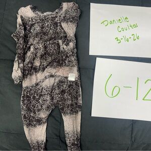 Tie-Dye Marble Baby One-Piece Romper - Black & Cream